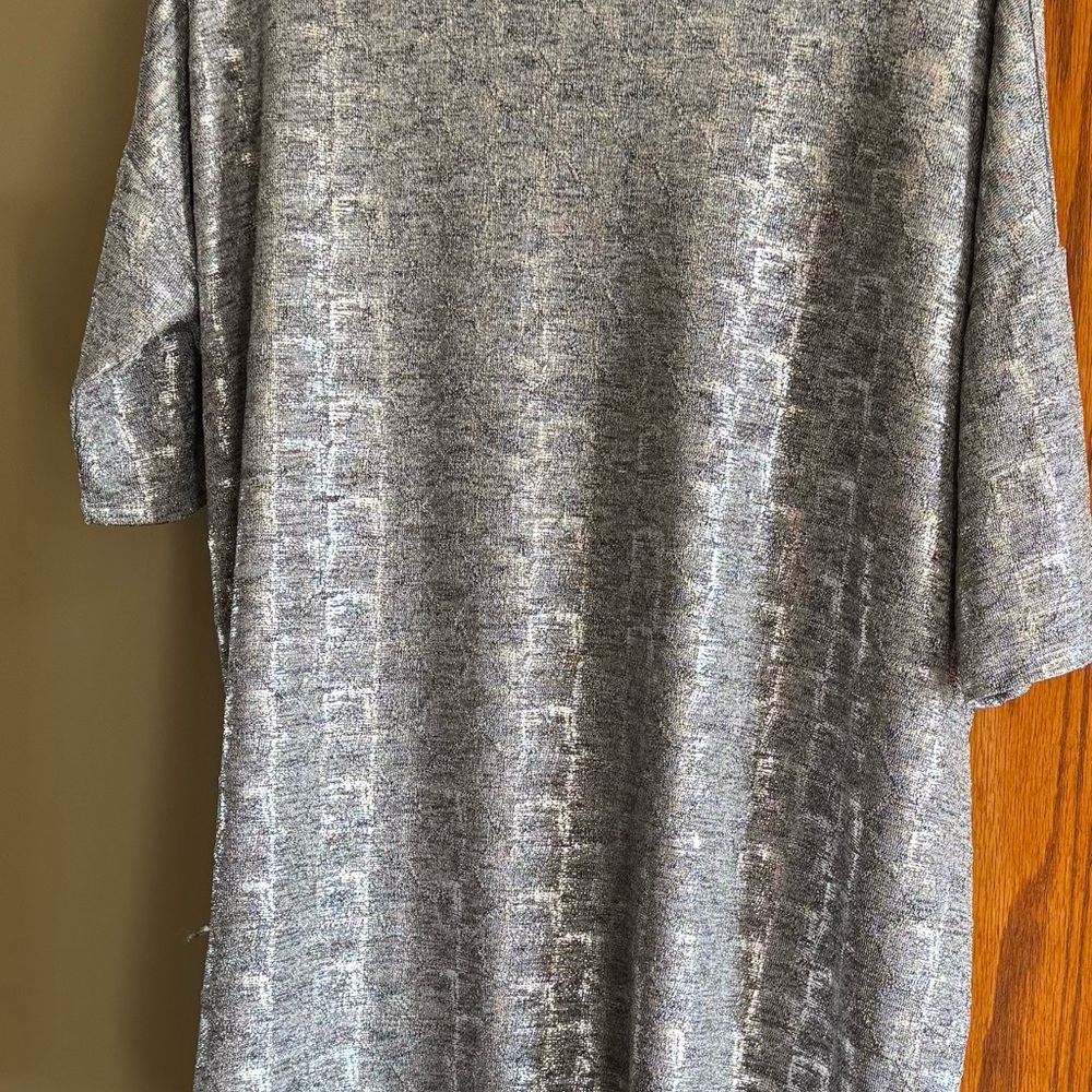 Lularoe “Irma” shimmery silver Short-Sleeve Shirt